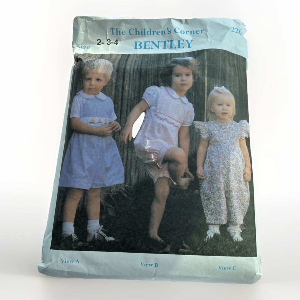Vintage The Children's‎ Corner BENTLEY Pattern 226 Sizes 2-4 Collar Puffy Romper